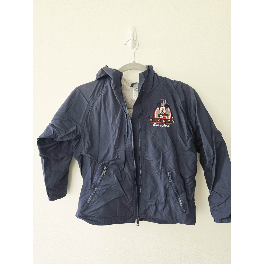 Disney Mickey Mouse Disneyland Resort Kids Navy Blue Hooded Windbreaker Jacket M